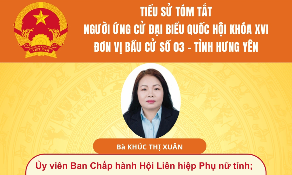 Tiểu sử và chương trình hành động của người ứng cử đại biểu Quốc hội khóa XVI: Bà Khúc Thị Xuân
