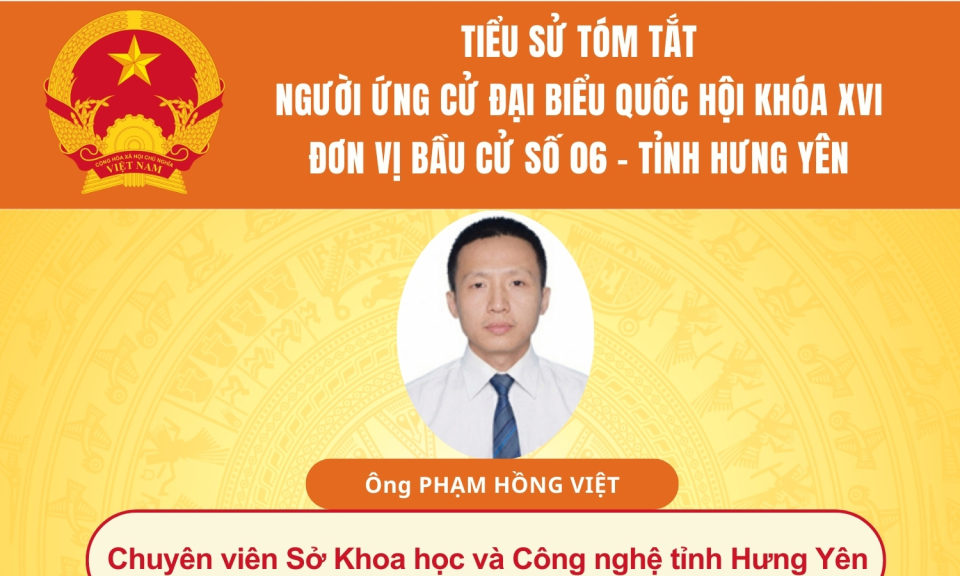 Tiểu sử và chương trình hành động của người ứng cử đại biểu Quốc hội khóa XVI: Ông Phạm Hồng Việt