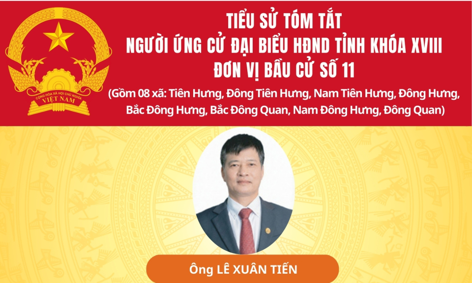 Tiểu sử và chương trình hành động của ứng cử viên đại biểu HĐND tỉnh khóa XVIII tại đơn vị bầu cử số 11: Ông Lê Xuân Tiến