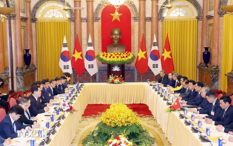 Tổng Bí thư, Chủ tịch nước Tô Lâm hội đàm với Tổng thống Hàn Quốc