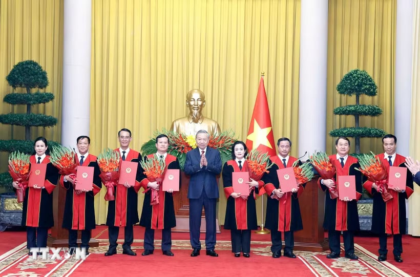 Tổng Bí thư, Chủ tịch nước Tô Lâm trao quyết định bổ nhiệm Thẩm phán Tòa án Nhân dân tối cao