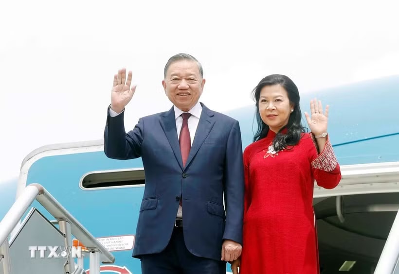 Tổng Bí thư, Chủ tịch nước Tô Lâm và Phu nhân đến thủ đô Manila thăm cấp Nhà nước Cộng hòa Philippines