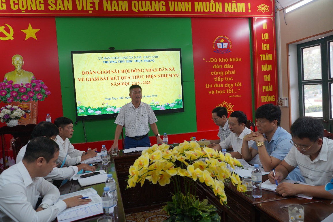HĐND xã Nam Thụy Anh: Ban Văn hóa - Xã hội HĐND xã tổ chức giám sát chuyên đề kết quả thực hiện nhiệm vụ năm học 2025-2026 tại trường Tiểu học Thụy Phong